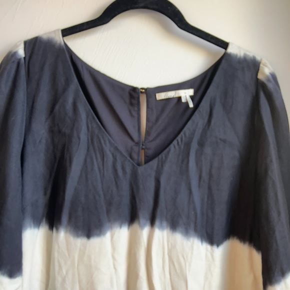 ANTHROPOLOGIE Floreat Indigo Inkwash Shift Long Sleeve Tunic Dress French Sz 4 - Picture 2 of 11